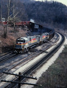 Family Lines C628s at Combs, KY, Mar 1979 -Jay Thompson
