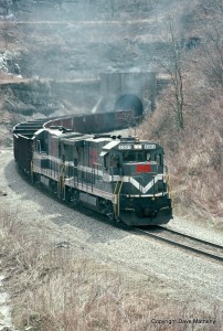 MGA 2301 at White Cottage Tunnel, PA, Mar 1991 -Dave Matheny