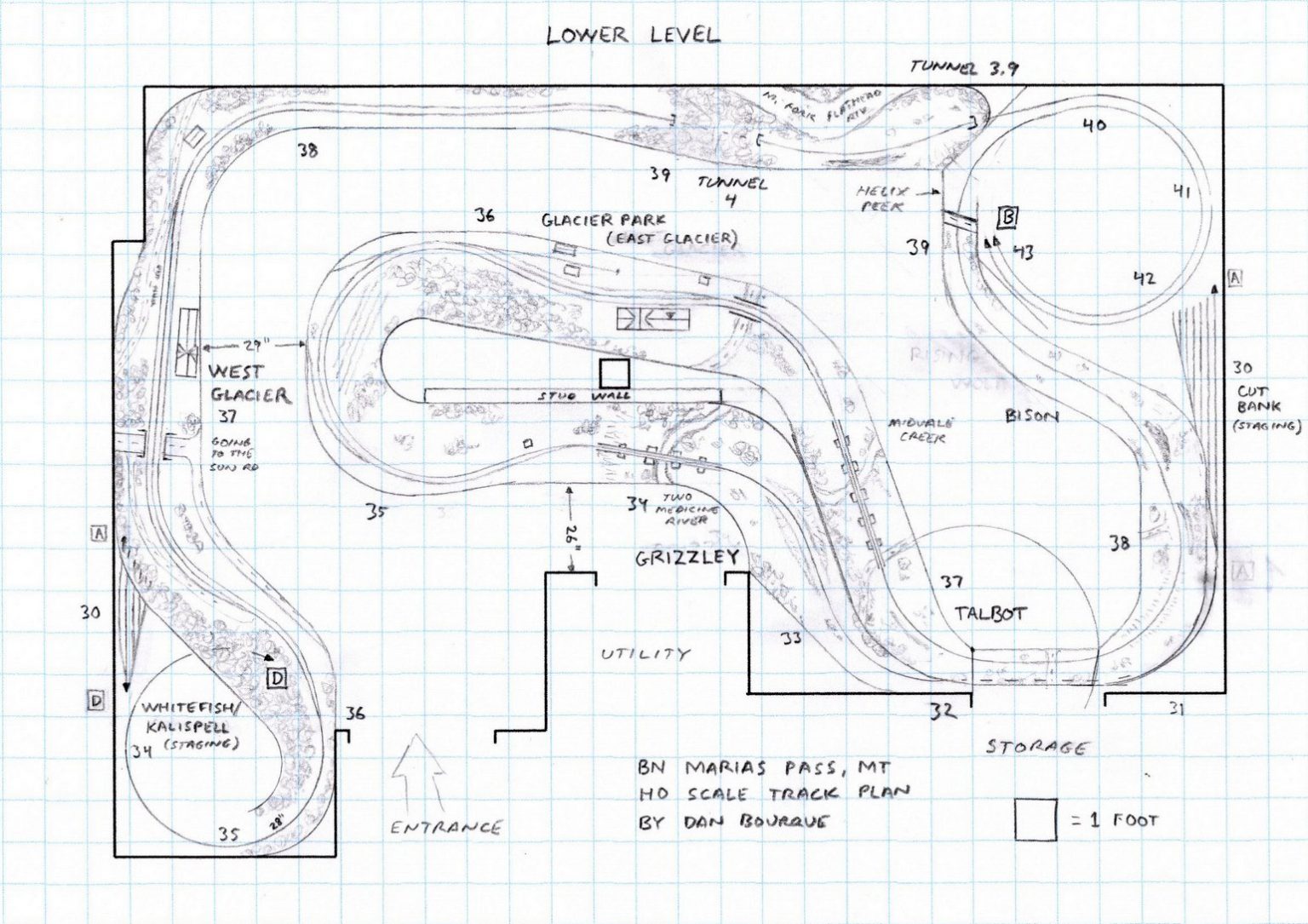 Bn Marias Pass Mt Track Plan Ho Appalachian Railroad Modeling