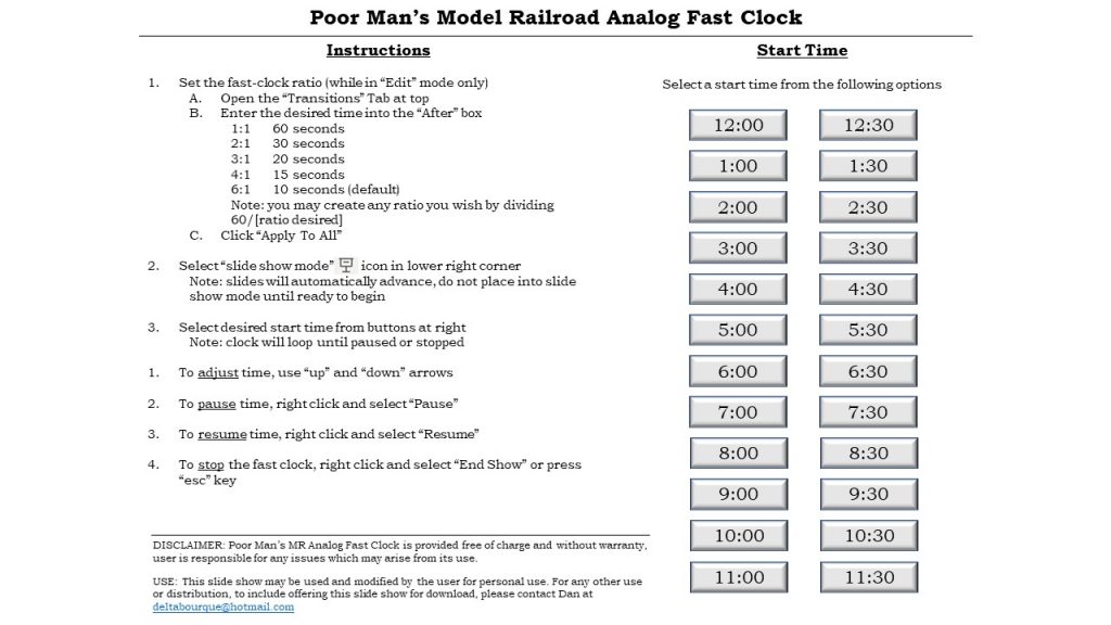 Poor Man's Model Railroad Analog Fast Clock
