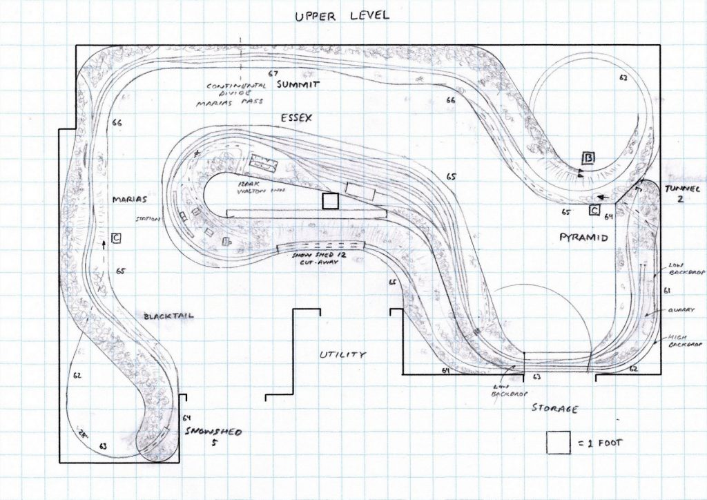BN Marias Pass - Upper HO scale track plan by Dan Bourque